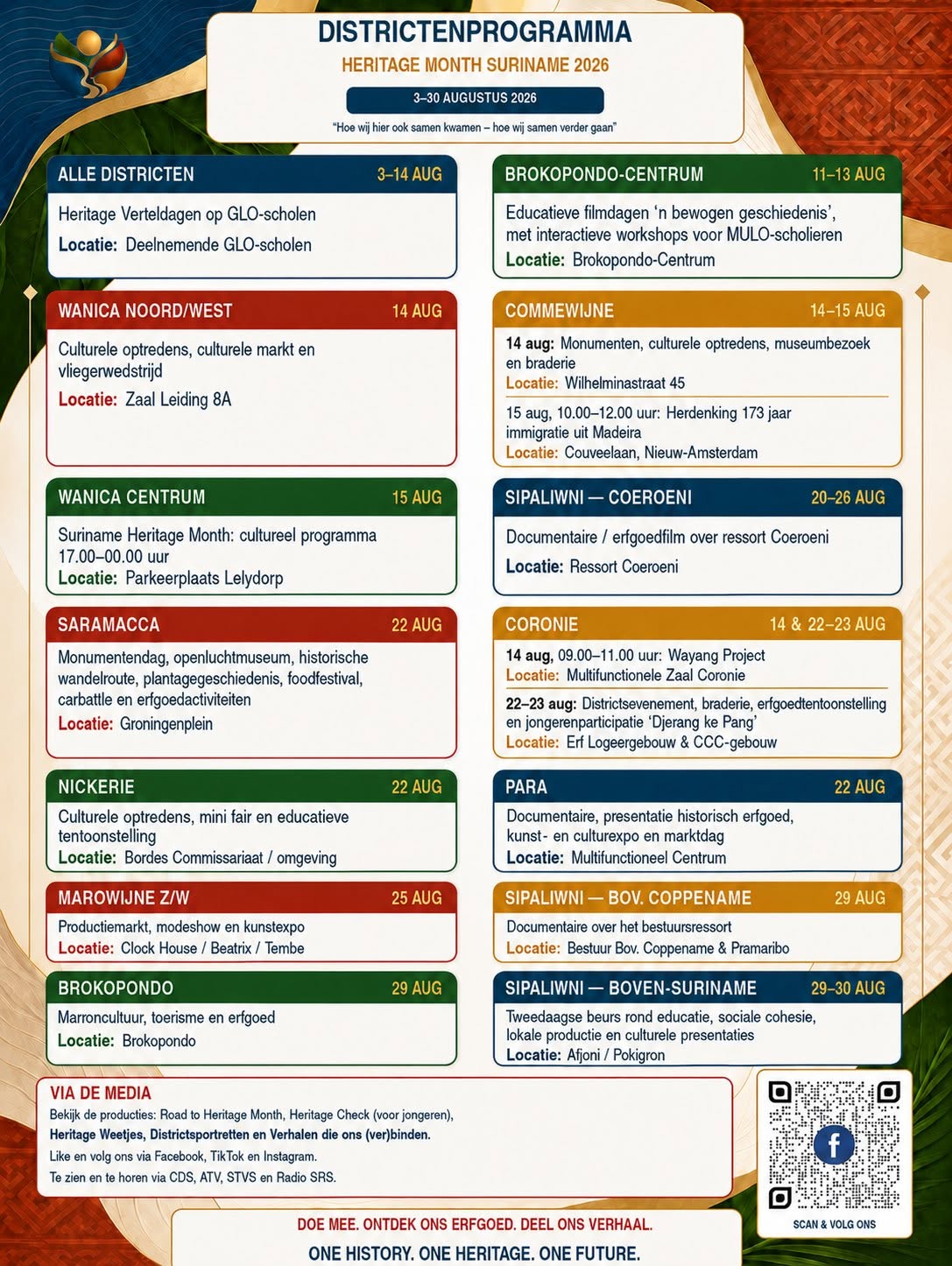 Heritage Month vieren we in héél Suriname — Districtenprogramma