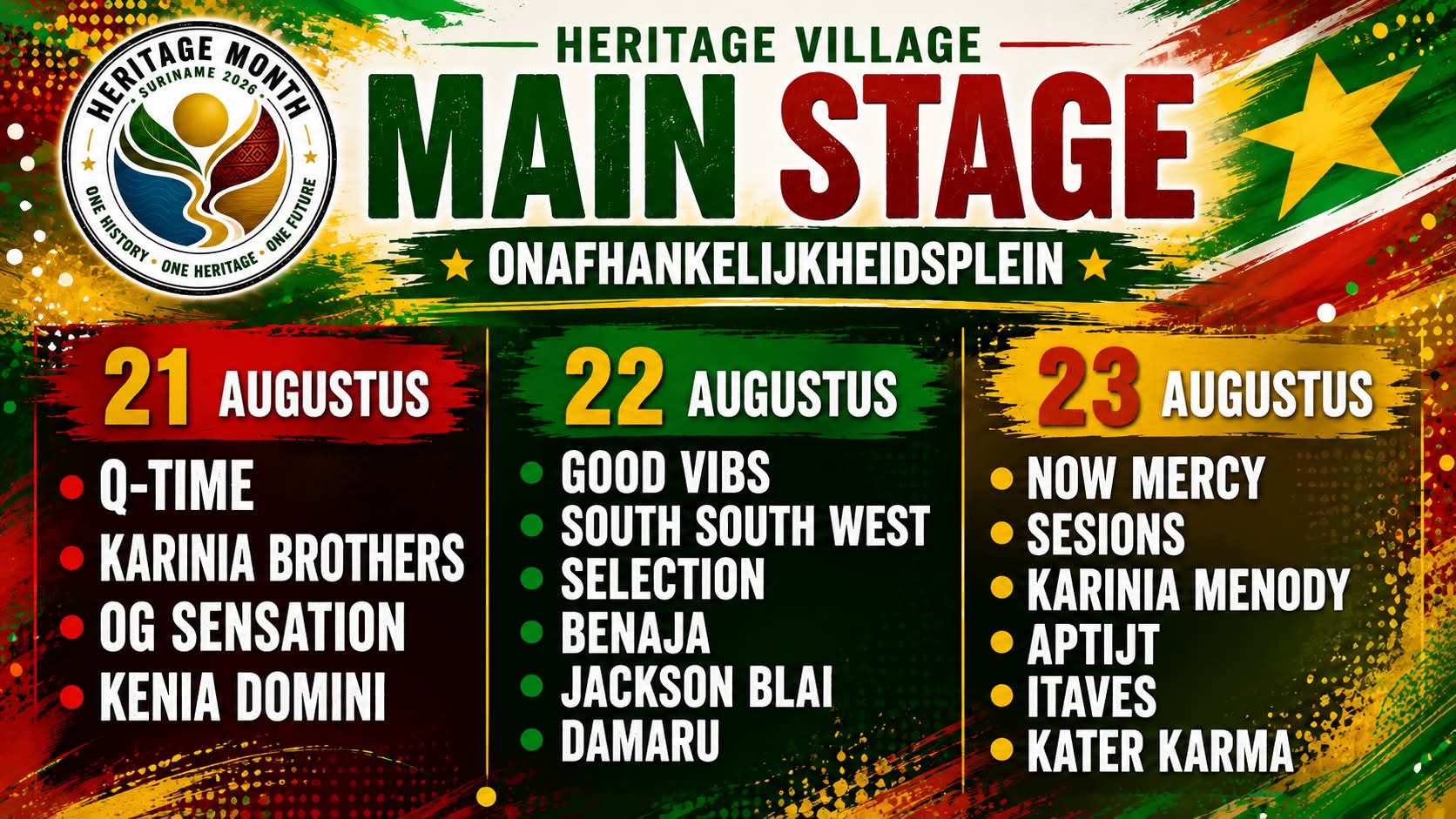 Bron: officiële flyers en oproep aan vendors (Heritage Month Suriname)