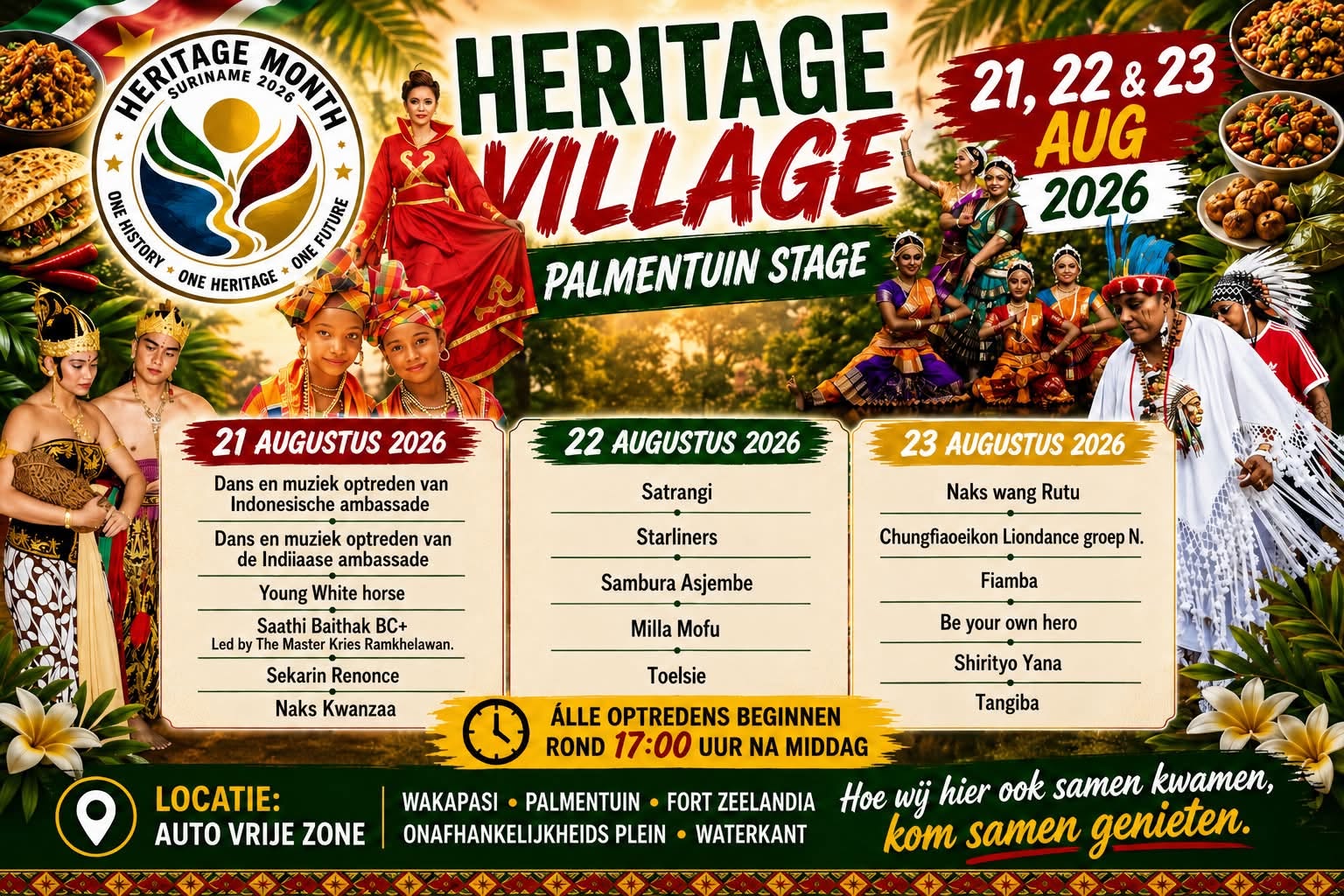 Bron: officiële flyers en oproep aan vendors (Heritage Month Suriname)