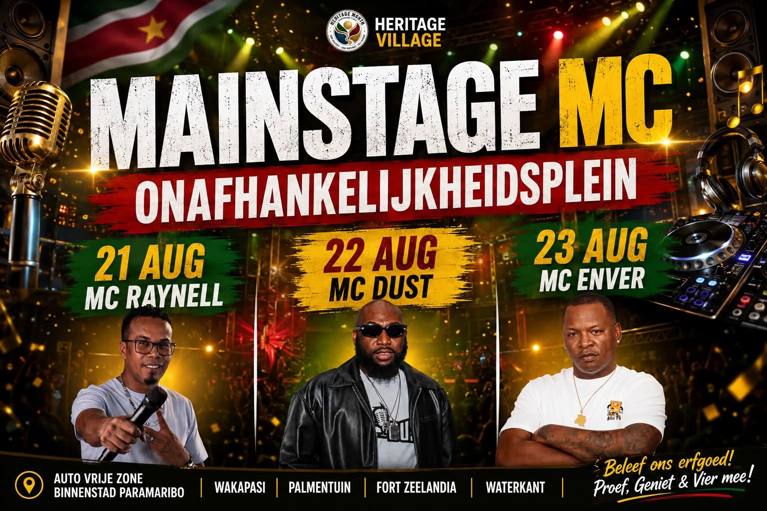 Bron: officiële flyers en oproep aan vendors (Heritage Month Suriname)